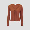Gilet manches longues marron femme