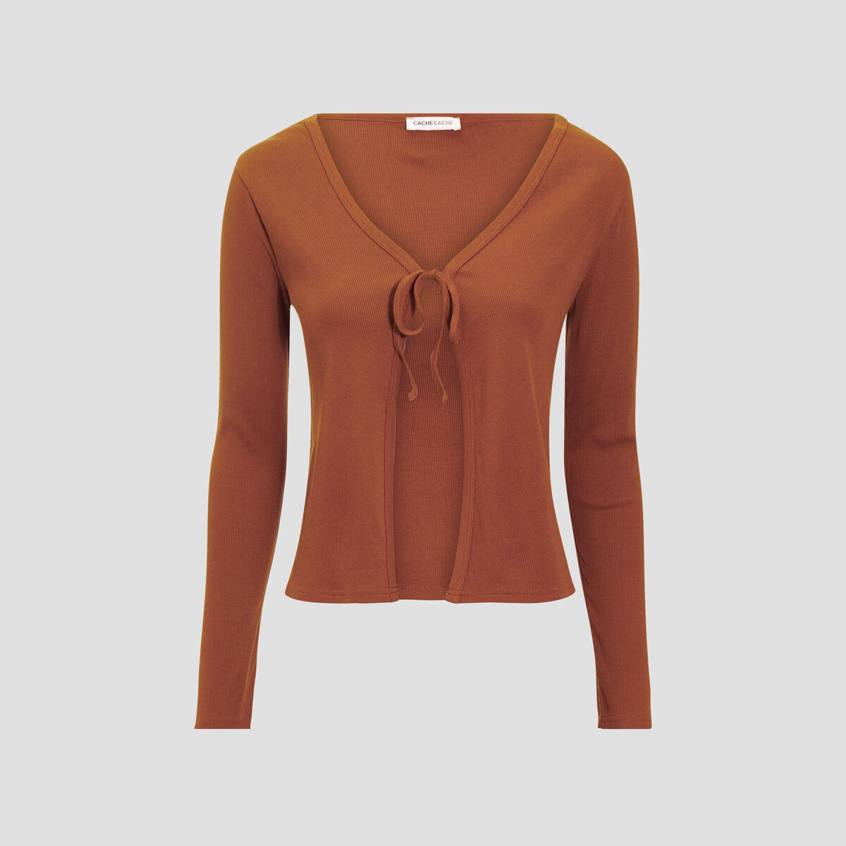 Gilet manches longues marron femme
