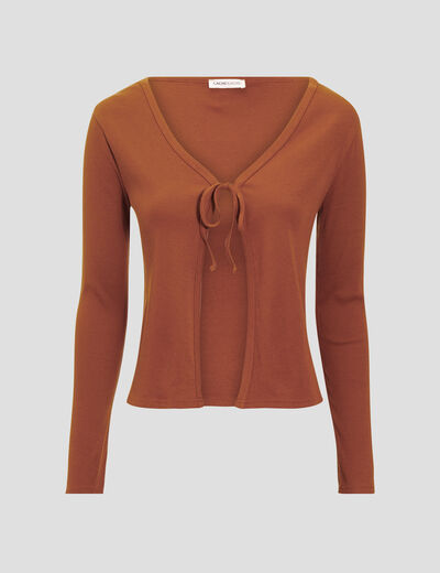 Gilet manches longues marron femme