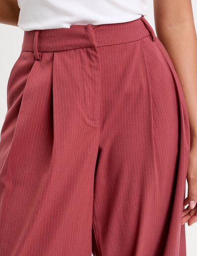 Pantalon large rouge fonc&eacute; femme