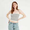 Bandeau tricot cropped ecru femme