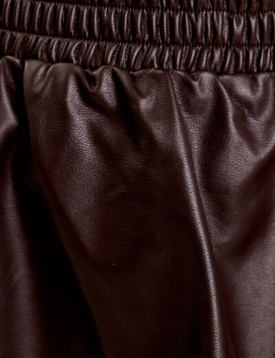 Jupe patineuse en similicuir marron fonc&eacute; femme