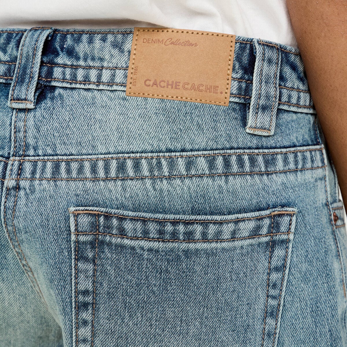 Jeans droit taille basse denim double stone femme
