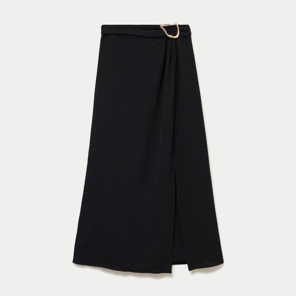 Jupe longue pliss&eacute;e avec bijou noir femme