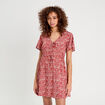 Robe évasée détails noeuds rouge foncé femme