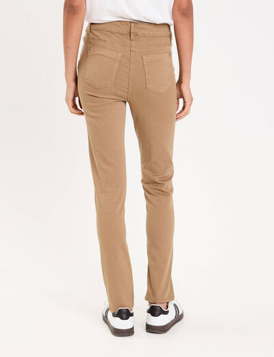Jeans slim 5 poches beige femme