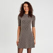Robe patineuse col montant beige femme