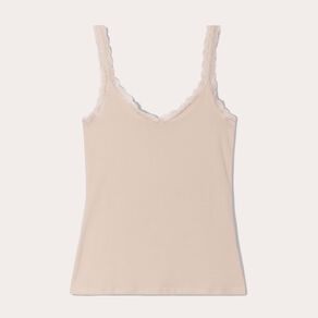 debardeur liseres dentelle sable femme Débardeur liserés dentelle sable femme