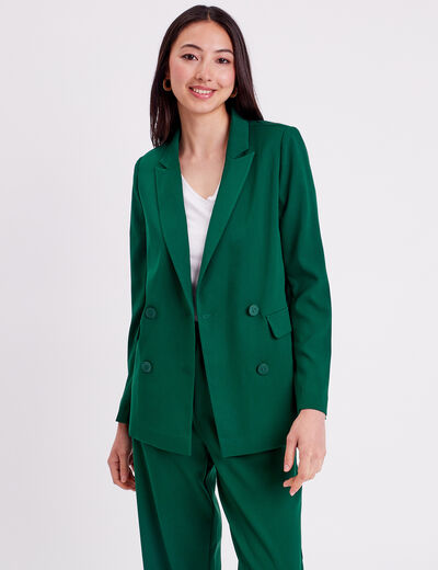 Veste esprit blazer droite vert foncé femme