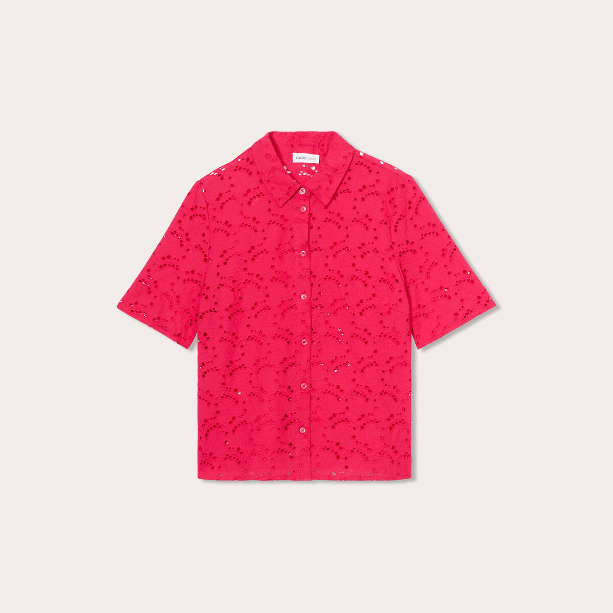 Chemise broderie anglaise rose fushia femme