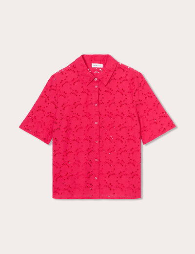 Chemise broderie anglaise rose fushia femme