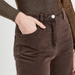 Jeans wide leg taille haute marron fonc&eacute; femme
