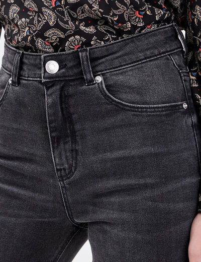 Jeans bootcut taille haute denim noir femme