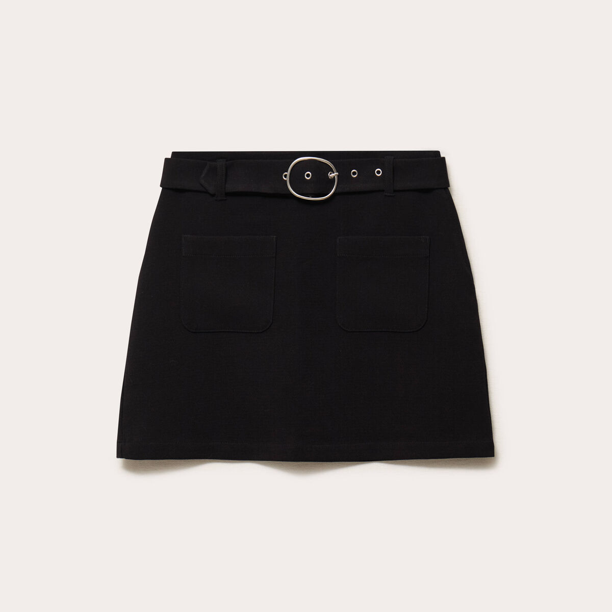 Jupe droite courte taille haute noir femme