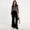 Pantalon bootcut en tweed noir femme