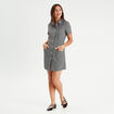 Robe évasée boutonnée noir femme