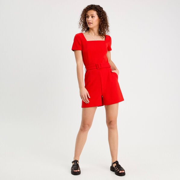 combishort ceinturee rouge femme Combishort ceinturée rouge femme