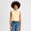 Débardeur cropped jaune clair femme
