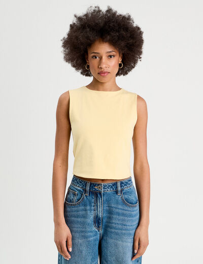 Débardeur cropped jaune clair femme