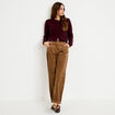 Pantalon barrel ceinture amovible taupe femme