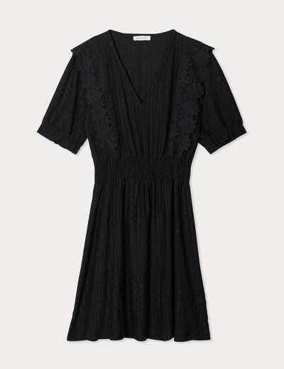 Robe évasée dentelle noir femme