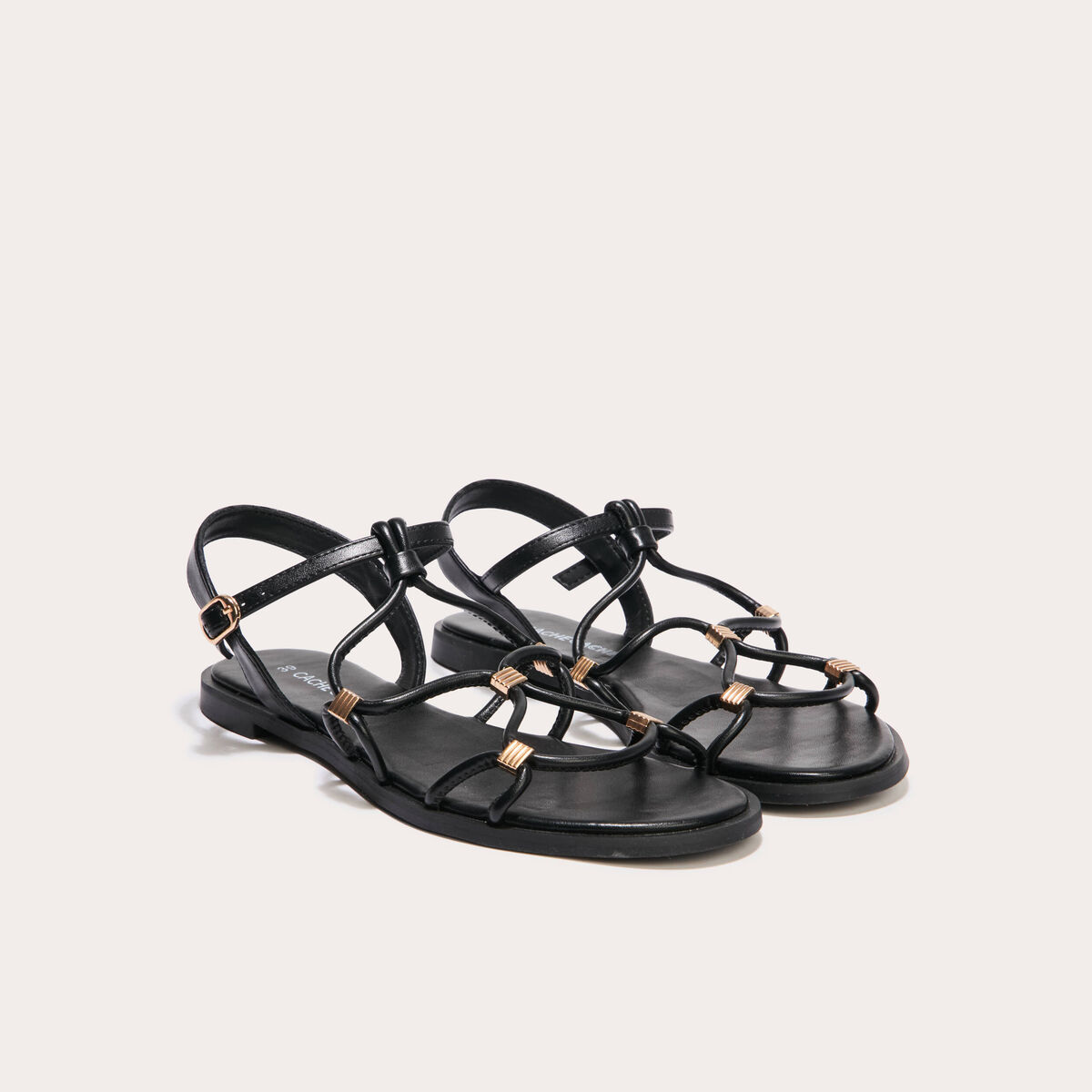 Sandales plates noir femme