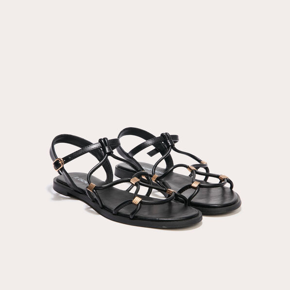 Sandales plates noir femme