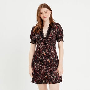 robe evasee manches courtes noir femme Robe évasée manches courtes noir femme