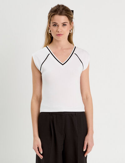 T-shirt manches courtes blanc femme