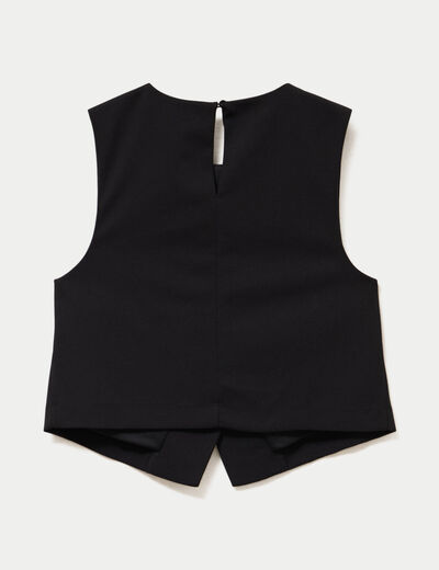 Top ajust&eacute; court sans manches col rond noir femme