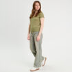 T-shirt détail noeud vert kaki femme
