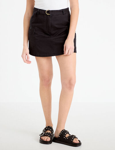 Jupe-short trap&egrave;ze courte noir femme