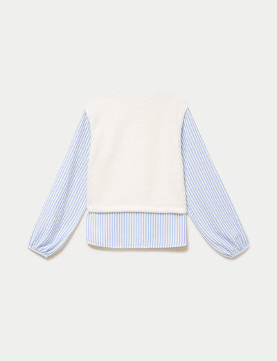 Pull chemise 2-en-1 ecru femme