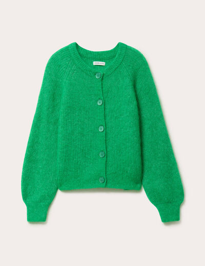 Gilet manches longues vert femme