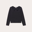 T-shirt col claudine macramé gris foncé femme