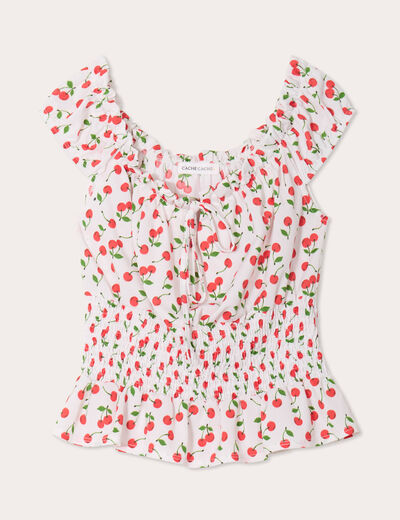 Blouse manches courtes blanc femme
