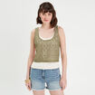 Débardeur 2-en-1 crochet vert kaki femme