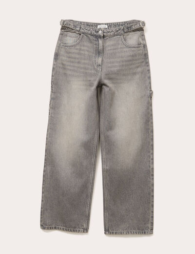 Jeans large avec pattes denim gris femme