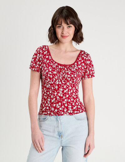 Blouse manches courtes bordeaux femme