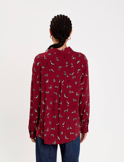 Chemise droite longue bordeaux femme