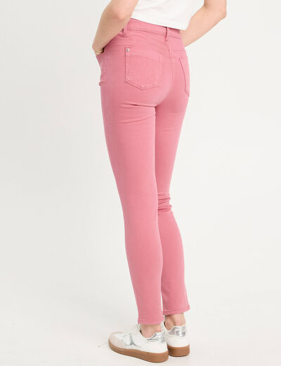 Jeans slim 5 poches vieux rose femme