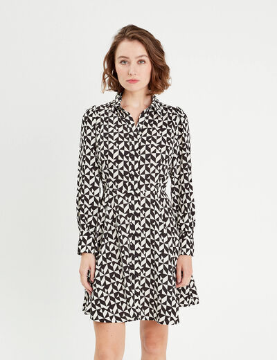 Robe chemise patineuse noir femme