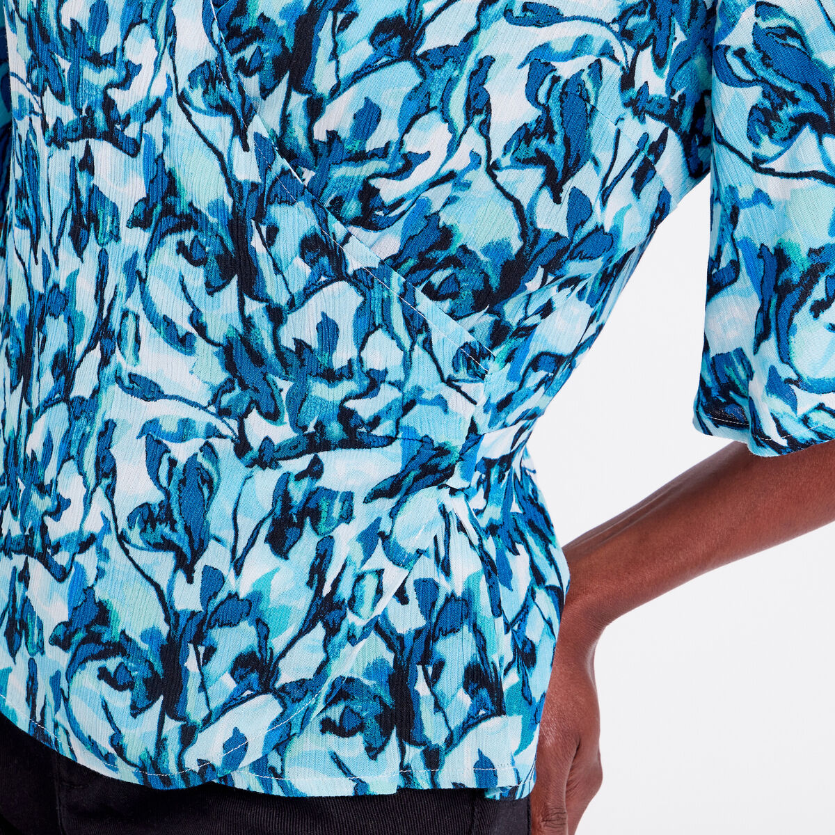 Blouse col cache-coeur blanc femme