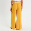 Pantalon large ceinturé contenant du lin jaune citron femme