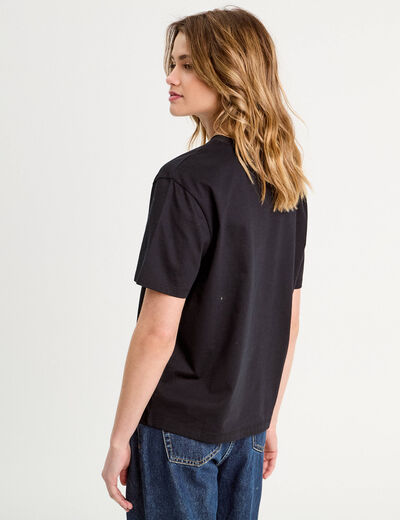 T-shirt oversize col rond noir femme