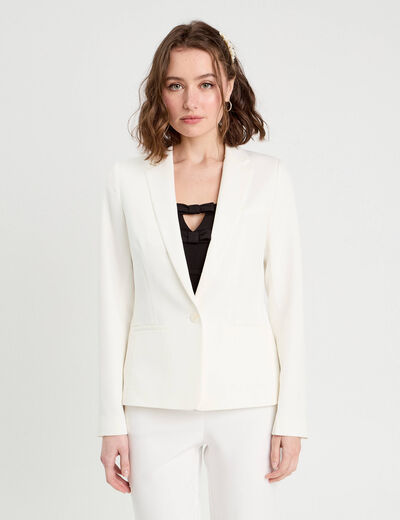 Veste blazer droite ecru femme
