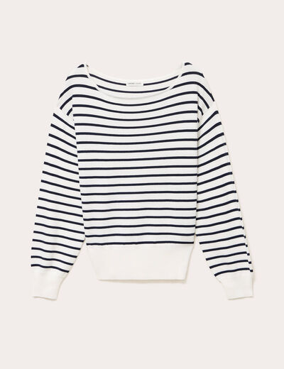Pull ample manches longues fin bleu marine femme