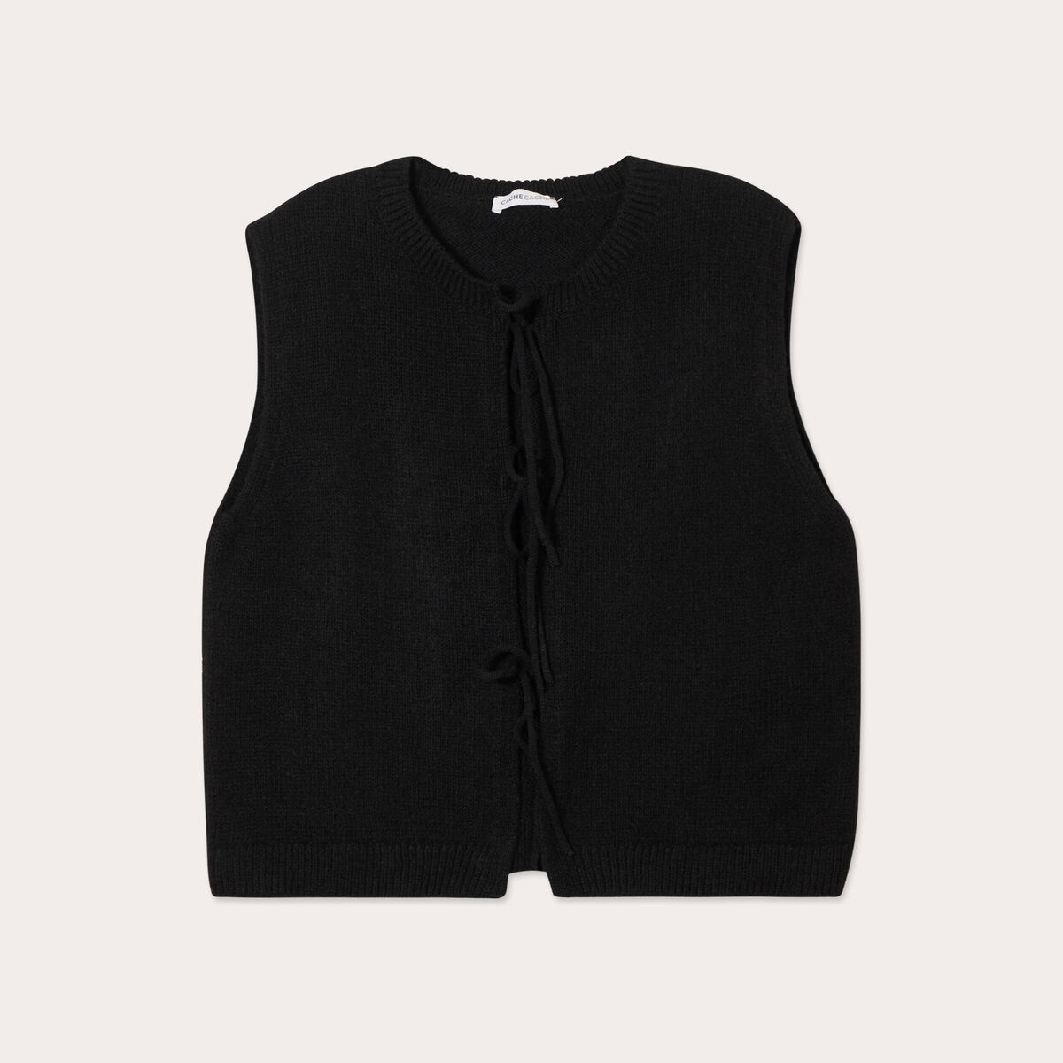 Gilet sans manches noué noir femme