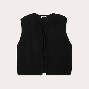 Gilet sans manches noué noir femme
