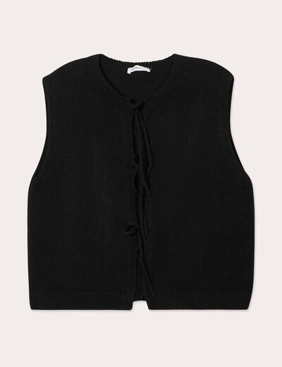 Gilet sans manches noué noir femme